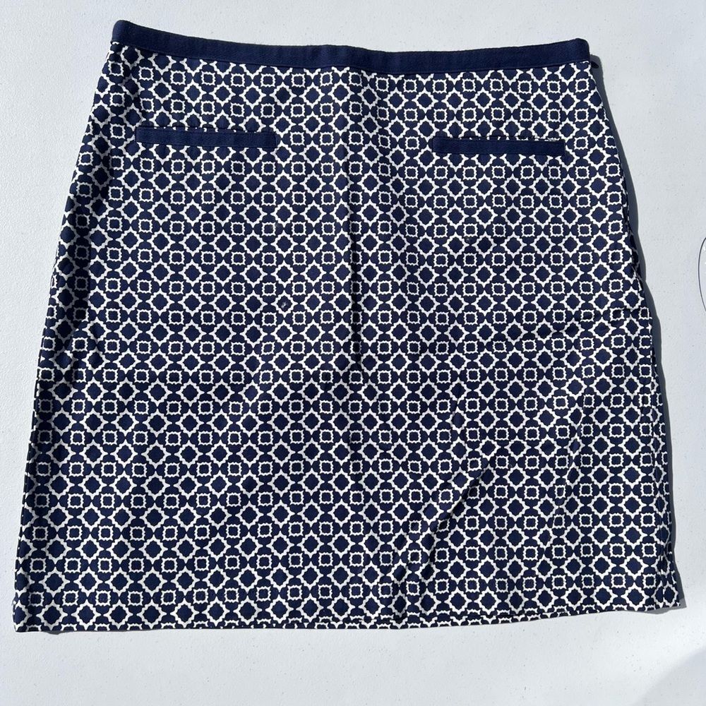 Talbots Navy and White Geometric Skirt